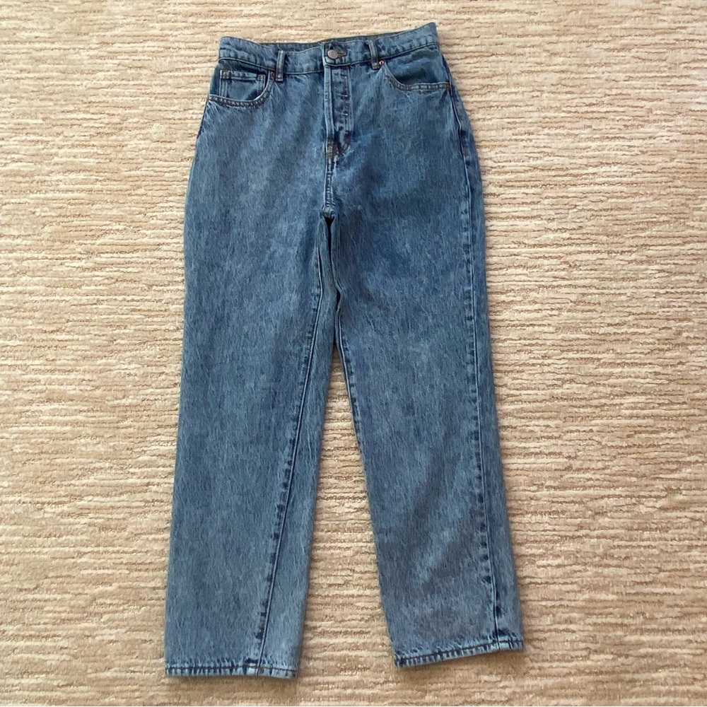 PacSun High Rise Straight Medium Blue Faded Jeans in Size 27-Button Fly Front
